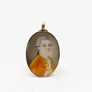 Antique miniature painting pendent in 14 k gold .
